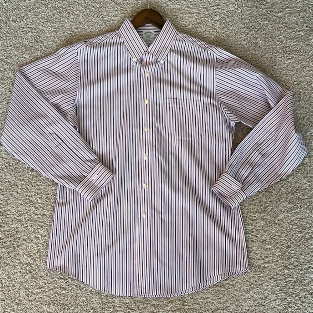 Brooks Brothers Regent Button Down (Pink striped, size 16/35)